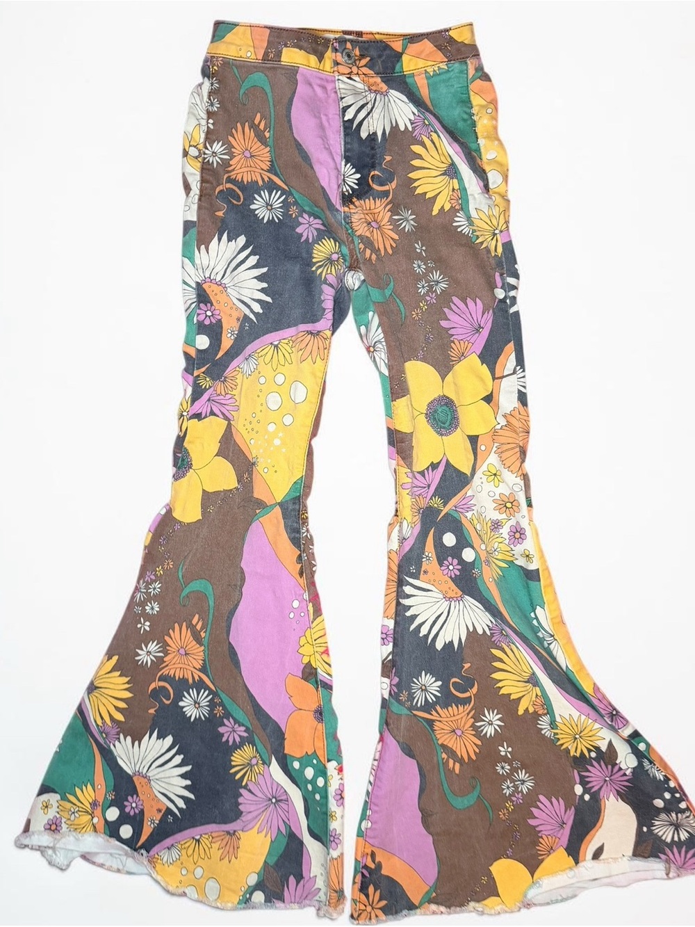*RARE* We The Free Floral Flare Pants - Brown, Yellow, Purple